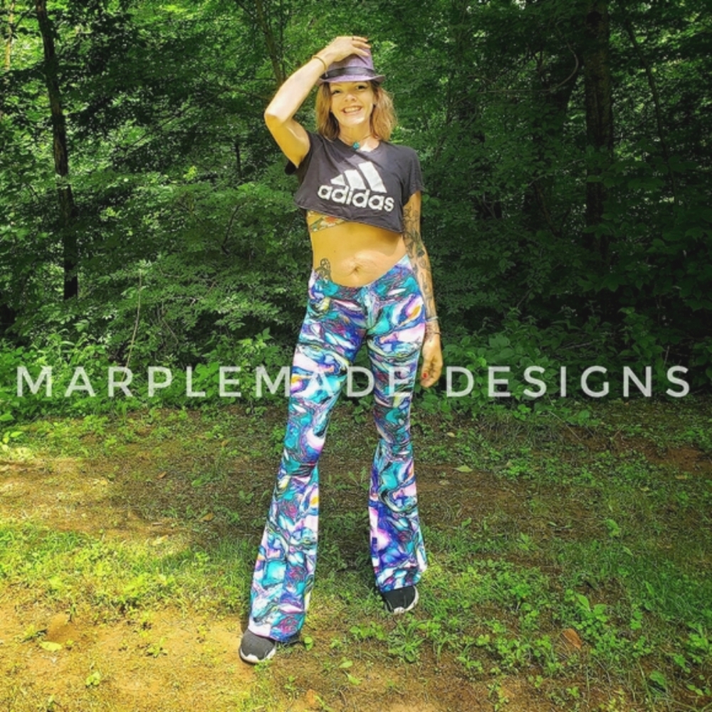 NWT* Xs/ X Long 24x35 flares💜 MarpleMade Designs  super soft yoga, low rise, - Picture 10 of 16